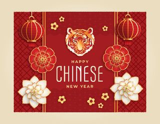 2022虎年新年春节元旦促销标签网页登录页BANNER海报AI矢量素材