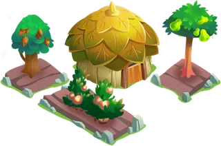 房屋树木卡通素材简笔