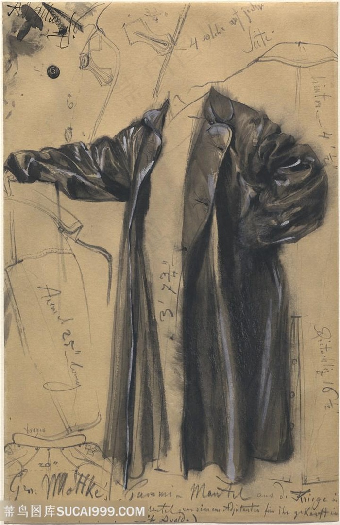 素描皮衣时尚复古装饰画手绘插画