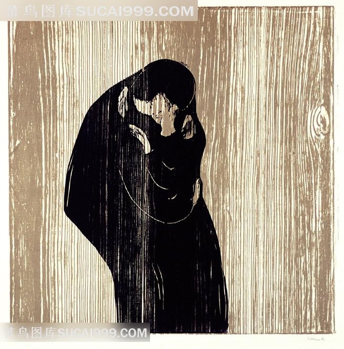 蒙克手绘艺术情侣插画