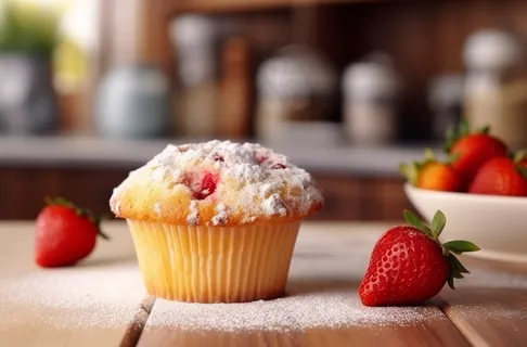 小蛋糕草莓甜点下午茶摄影图