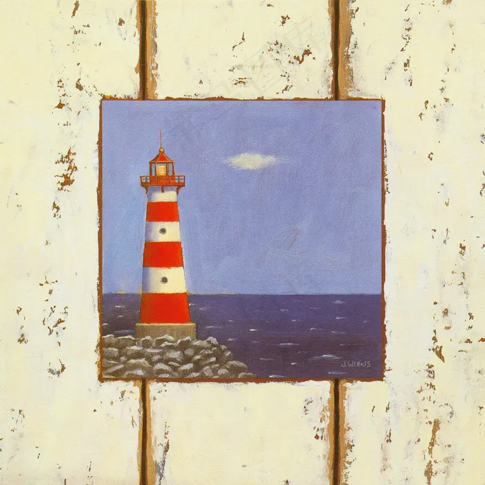 灯塔海景唯美油画画架