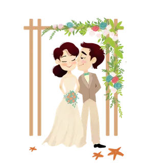 婚纱卡通人物婚礼白纱结婚婚纱摄影手绘