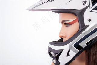 骑着摩托车的性感美女写真高清摄影图片