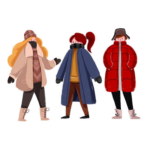 冬天服饰服装冬装穿冬装保暖冬季卡通人物男女装Ai矢量图片素材ai矢量模版下载