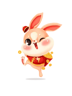 金币兔春节卡通手绘免扣元素
