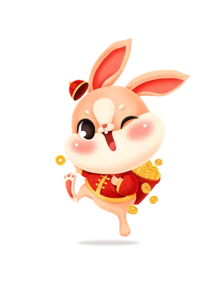 金币兔春节卡通手绘免扣元素