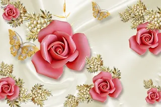 雕塑玫瑰花朵背景墙