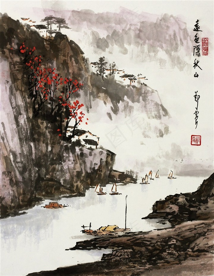 中国工笔山水古画