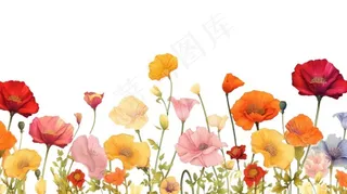 虞美人花丛插画免抠