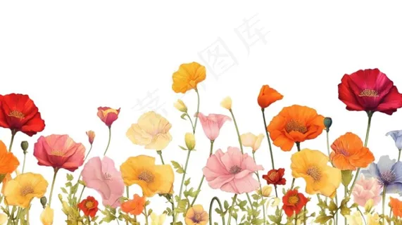 虞美人花丛插画免抠 虞美人花丛插画免抠