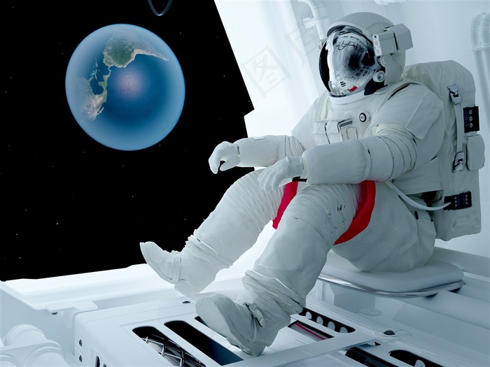 创意宇航员与星球未来科技素材