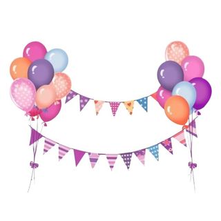彩旗气球装饰彩色免抠
