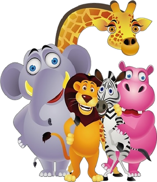 大象狮子河马长颈鹿素材卡通简笔