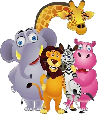 大象狮子河马长颈鹿素材卡通简笔