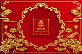 新年荷花红色背景