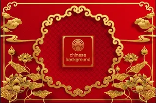 新年荷花红色背景