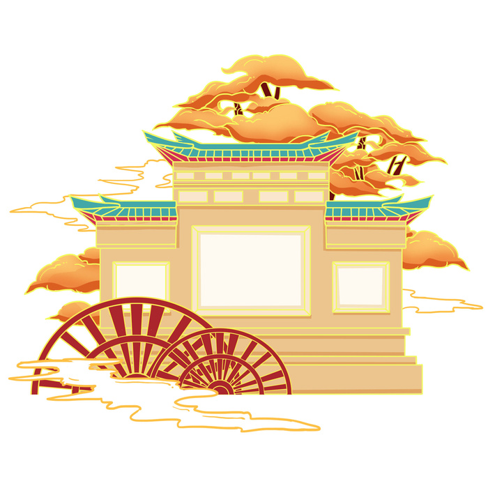 国潮风旅游建筑城市地标景区北京上海插图插画元素素材设计模板