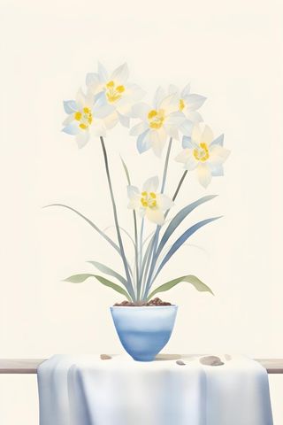 国风水彩鲜花盆栽背景