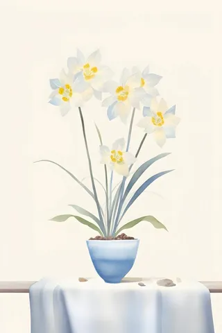 国风水彩鲜花盆栽背景