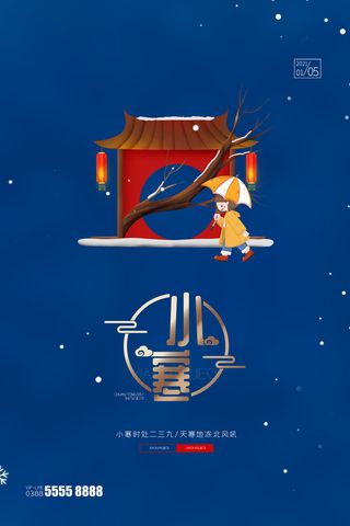 中国传统冬天小寒祝福24二十四节气节日宣传活动海报