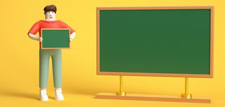 学习教育3D人物黄色卡通C4D背景