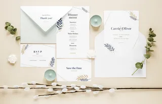 白色婚礼贺卡装扮PSD素材