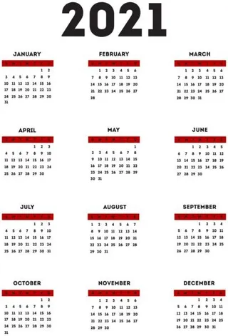 2021 年日历 PNG免抠