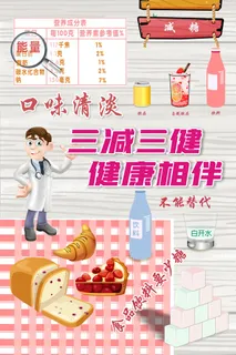 三减三健减糖少糖健康海报