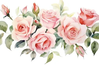 玫瑰花粉色水彩画免抠