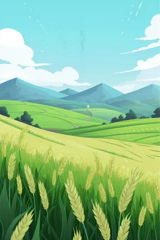 清新田园手绘背景