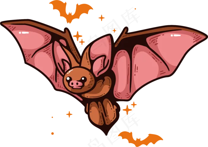 卡通万圣节节日元素蝙蝠