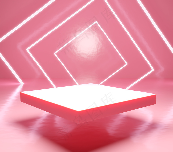 粉色产品3D创意展台