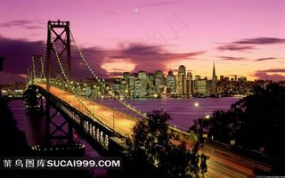 迷人的大桥都市夜景摄影素材