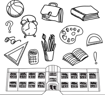 黑白线条卡通少儿兴趣班素材