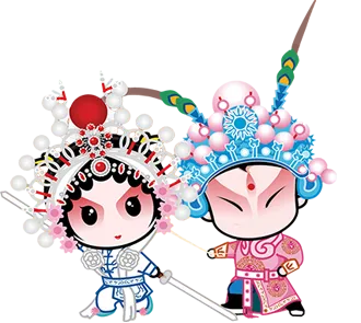 卡通京剧戏剧人物脸谱插画PNG图片 国潮中国风Q版戏剧人物PS素材