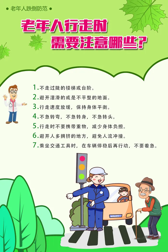 预防老年人跌倒医院海报psd模版下载