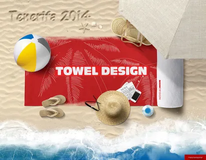 沙滩毯沙滩毛巾样机 夏日海滩