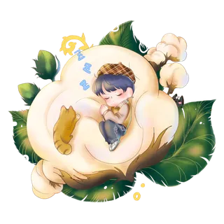 寒露棉花睡觉的孩子可爱元素免扣