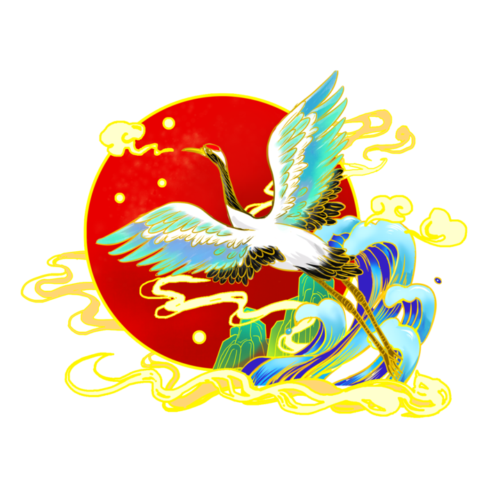 国潮仙鹤插画免扣素材设计素材