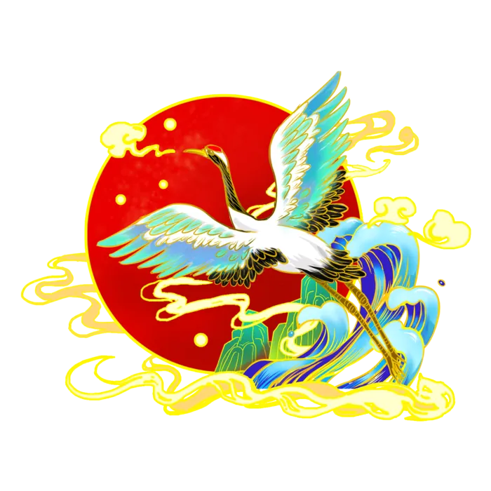 国潮仙鹤插画免扣素材设计素材