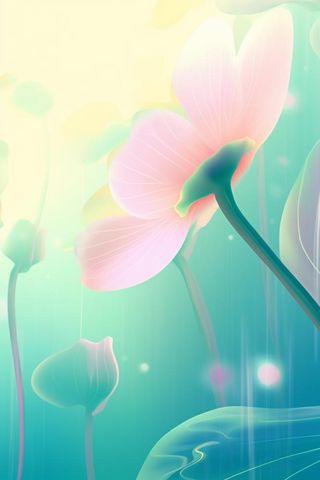 创新可爱粉色荷叶昆虫线条背景