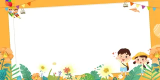 简约边框卡通人物素材背景边框