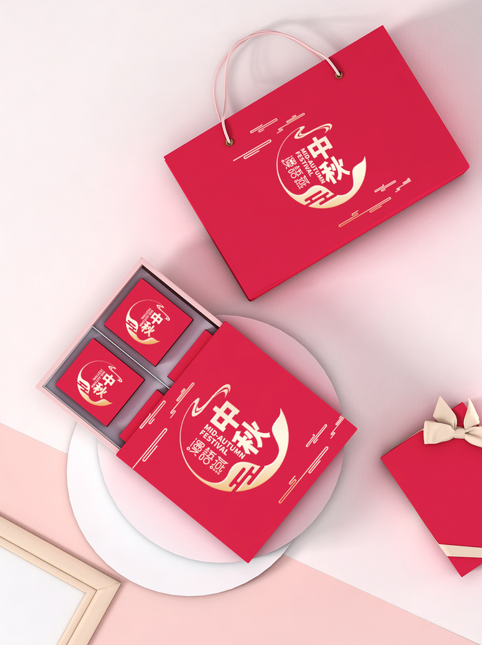 红色礼盒样机素材