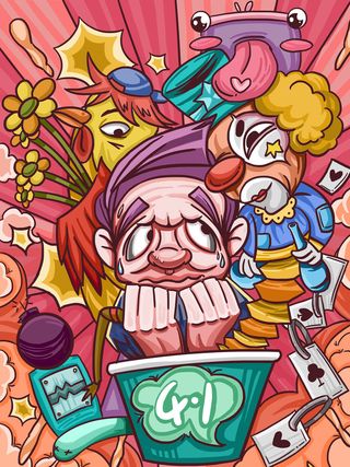 愚人节马戏团小丑搞怪搞笑卡通手绘插图插画海报PSD素材