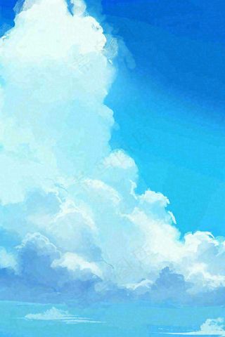 蓝天白云云层清新天空插画手绘