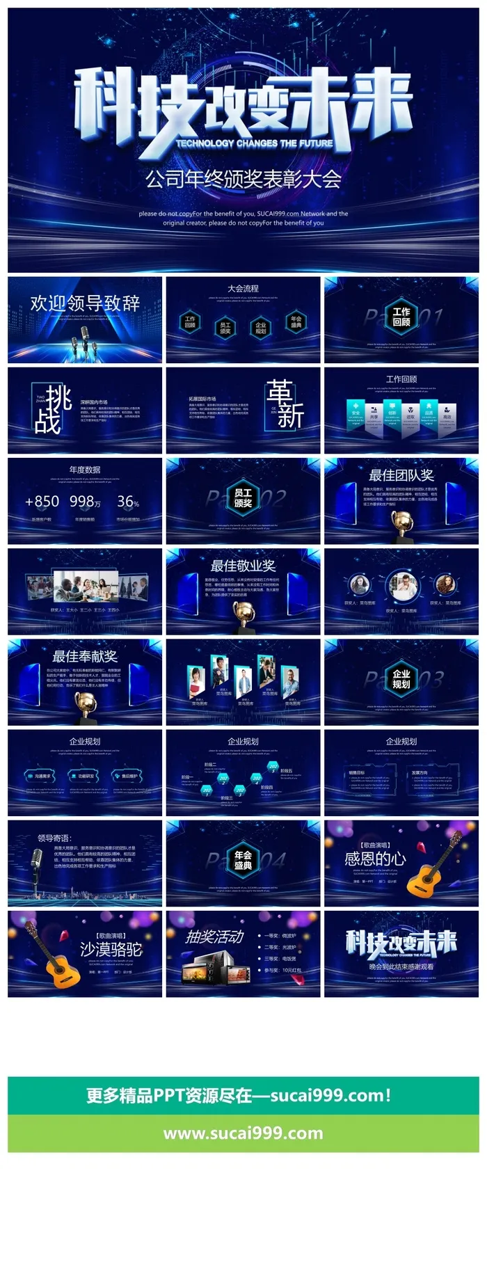《科技改变未来》科技公司年终表彰大会PPT模板