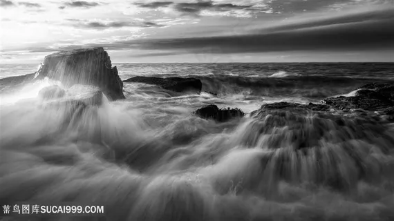 海岸黑白风光景色