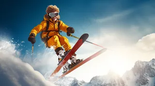 冬季滑雪极限运动摄影图