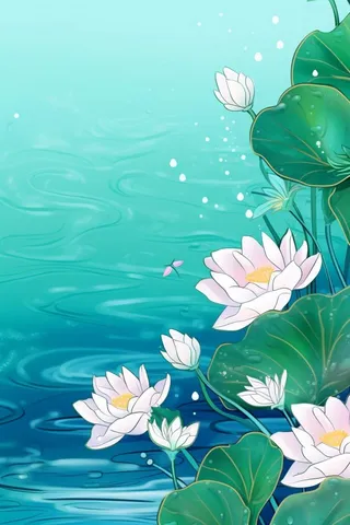 创意淡雅简约国风荷花国潮背景